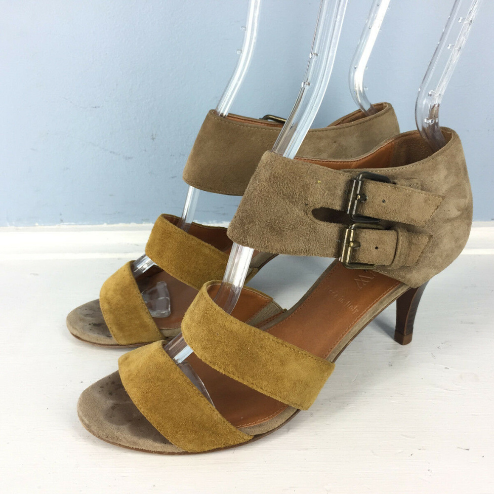 J CREW 5.5 Brown Suede Leather Strappy heels CUTE